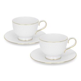 Fissman 2 porcelianiniu puodelių ir lėkštučių rinkinys Nice 14079, 220ml