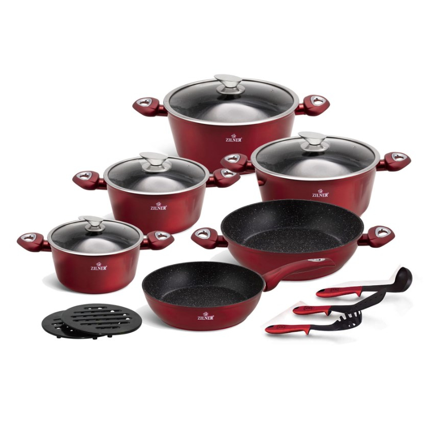 ZILNER 15 dalių puodų rinkinys Cherry ZL-8516