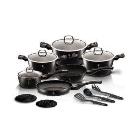 Berlinger Haus Puodų rinkinys Black Silver BH-6155NL, 15 dalių