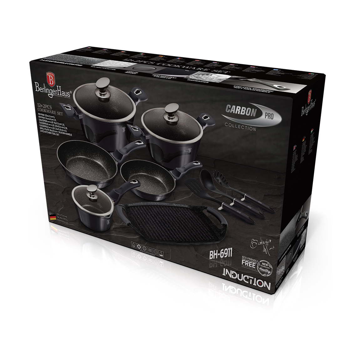 Berlinger Haus 12 dalių puodų rinkinys Carbon Pro BH-6911 - Image 3