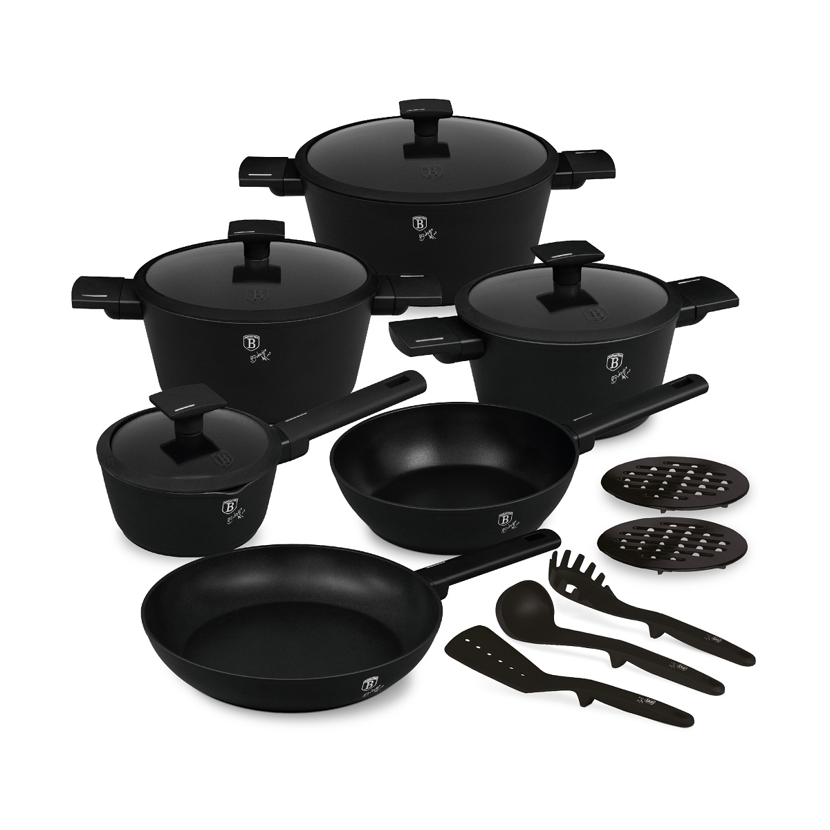 Berlinger Haus Puodų rinkinys Matte Black BH-8198, 15 dalių
